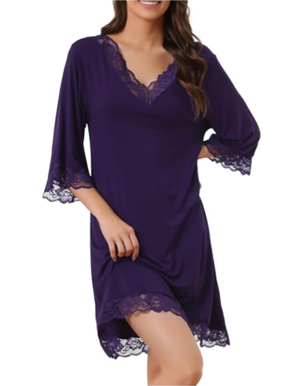 Soft Lace Trimmed V-Neck Nightdress • NWT • 23" p2p, 36" length